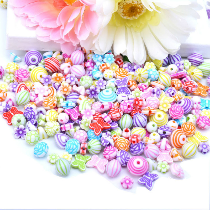 300-400 stk / sæt perler til smykkesæt kit diy tilbehør akryl afstandsstykke løs perle håndlavning børn educatinon legetøj til piger