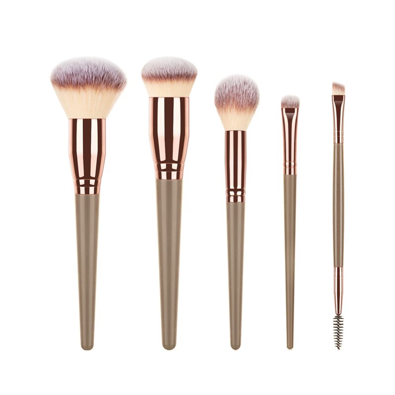 LOYBJ-brochas y herramientas de belleza para maquillaje, juego de polvo cosmético, base, colorete, contorno, sombra de ojos, cejas, pestañas, pincel de maquillaje, 5/7 Uds.: 5pcs brown1