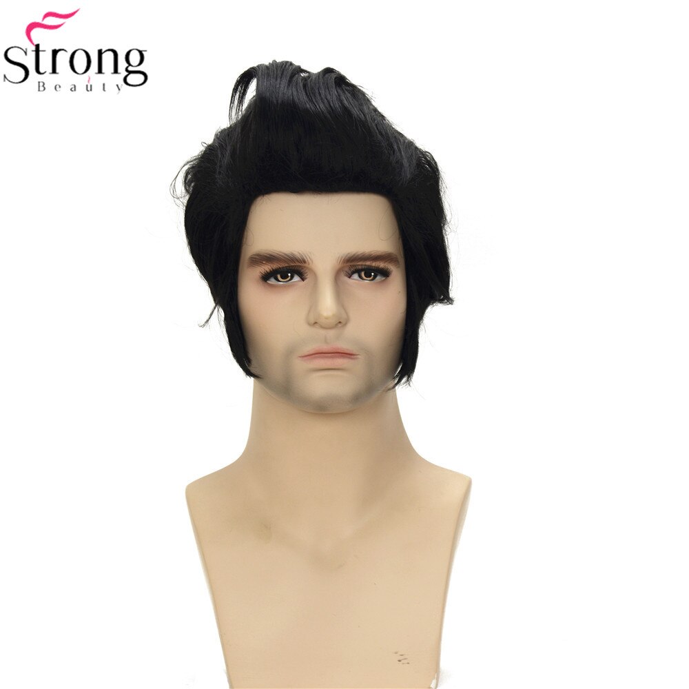 StrongBeauty Elvis Presley Wig Cosplay Man Synthetic Wig Black Short Hair