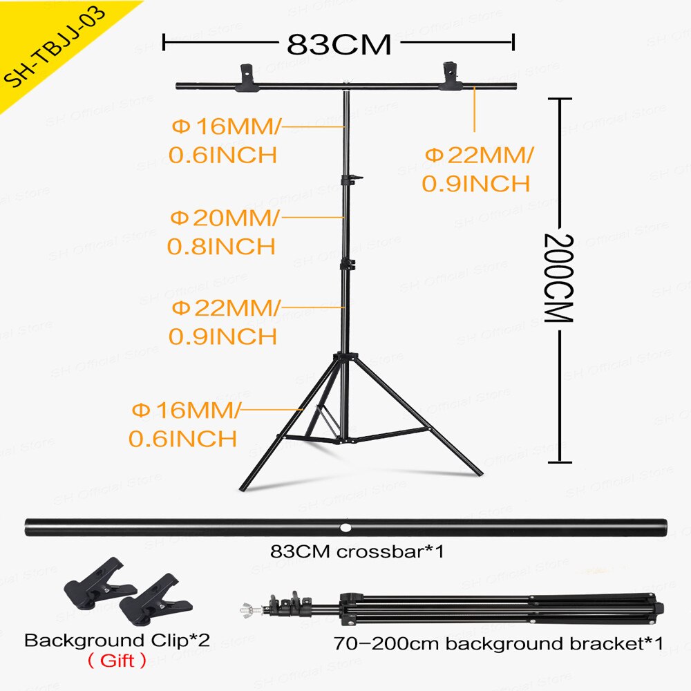 Photography T-Shape Backdrop Background Stand Frame Support System Kit For Photo Studio Video Chroma Key Green Screen With Stand