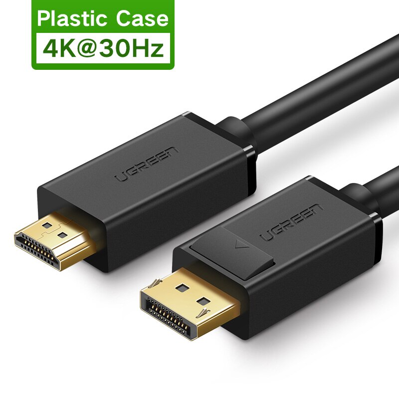 Ugreen Displayport to HDMI Cable 4K 60Hz DP to HDMI 2.0 Adapter For Projector GTX 1060 Lenovo Laptop Display Port HDMI Cable: 30Hz-4K-Plastic Case / 1.5m