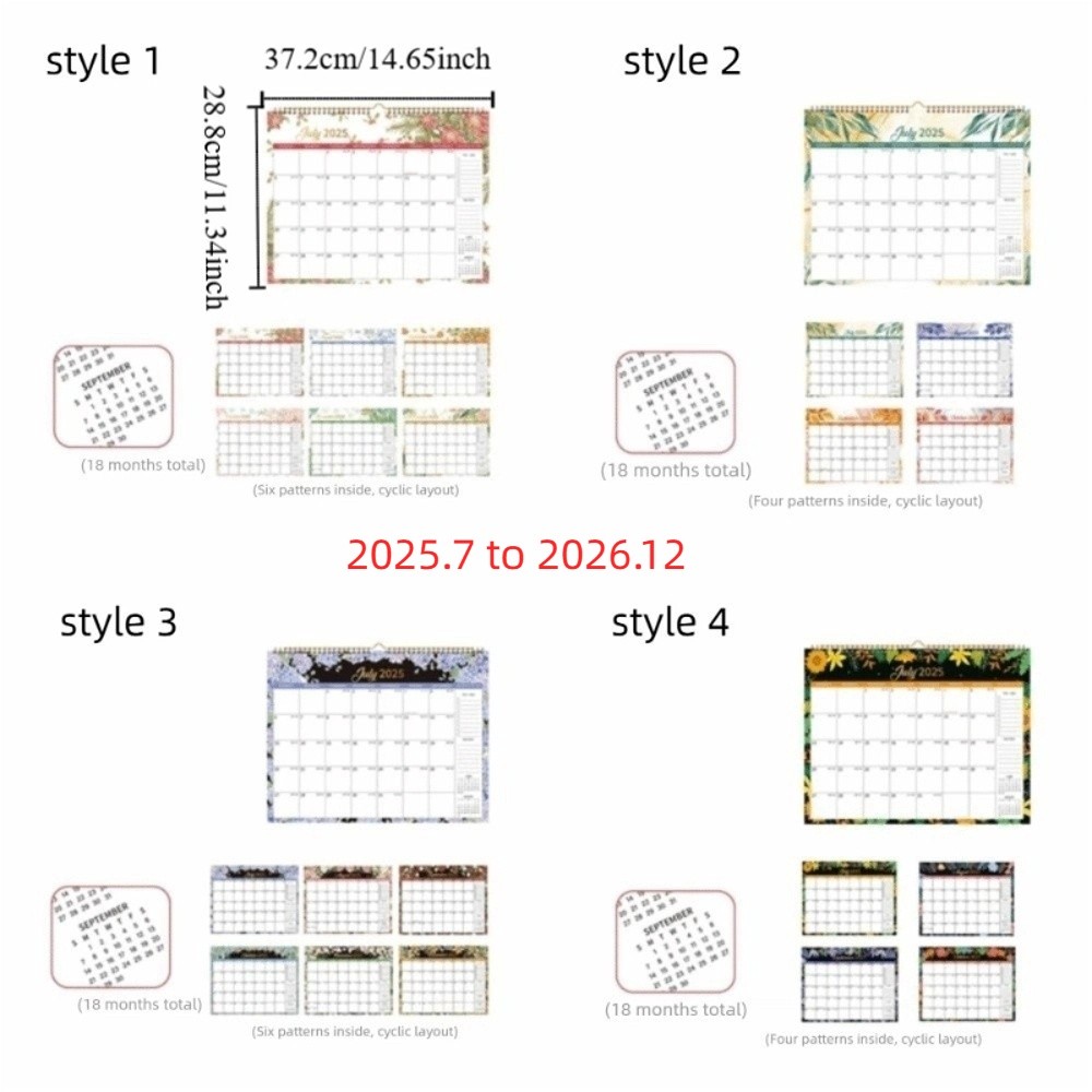 Veggkalender romslig tykk papir hengende kalender månedlig oppsett med vanntett deksel månedlig planleggerkalender