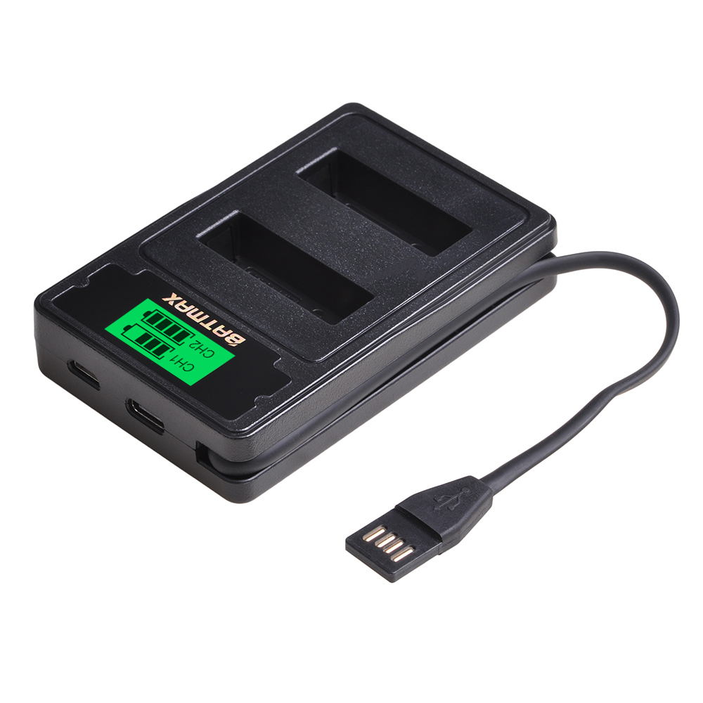 Batmax 1850 mah en -el23 el23 batteri+lcd usb dobbelt oplader med type c port til nikon coolpix  p900, p610, p600, b700, s810c kamera