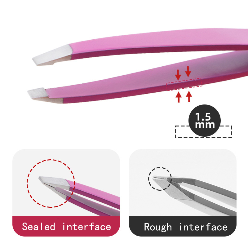 Eyebrow Tweezers Stainless Steel Slant Tip Hair Removal high-precision stainless steel eyebrow tweezers for facial hair Makeup T