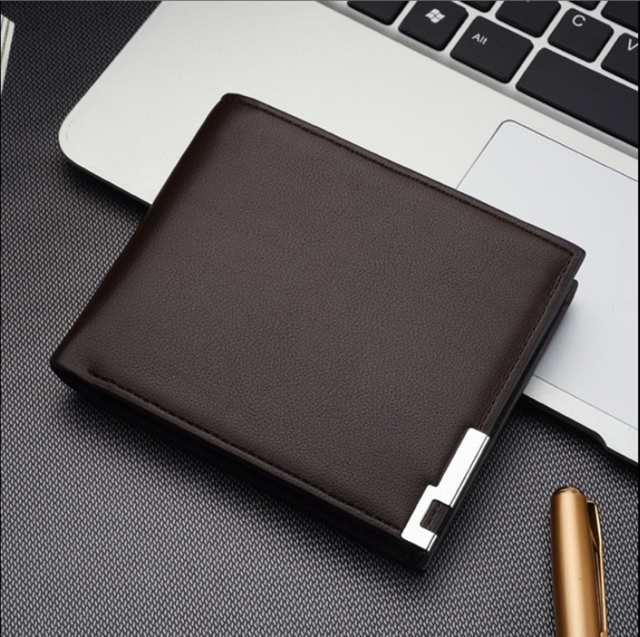 men's wallet pu solid color slim wallet men's two-way folding short credit card wallet coin purse business wallet men