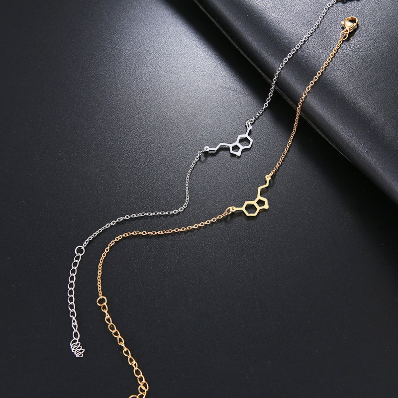 DOTIFI Stainless Steel Bracelet For Women Gold And Silver Color Erotonin Molecule Chemistry Geometric Lover's Engagement Jewelry