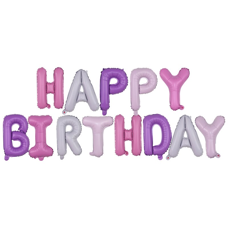 13pcs/set 16inch Letter HAPPY BIRTHDAY Foil Balloons Birthday Party Decoration Alphabet Balloon Supplies children Banner: Pink purple