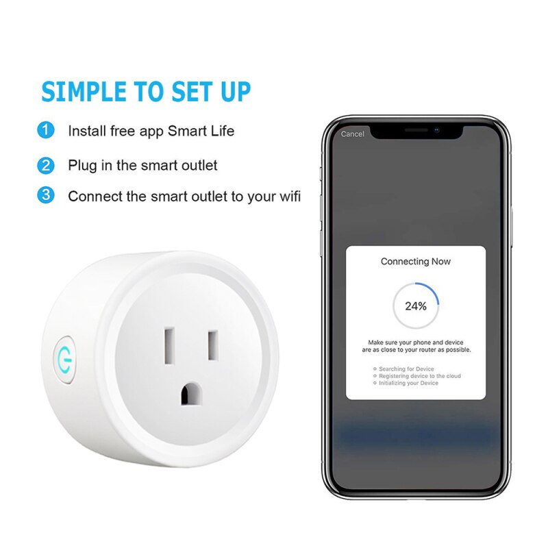 16A US Smart Wifi Power Plug With Power Monitor Smart Home Wifi Wireless Socket Outlet Works With Alexa Google Home Tuya App