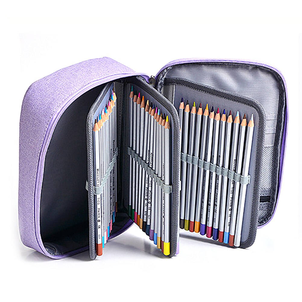 Large Capacity 72 Holes Zipper Pencil Case Zipper Closure Pen Bag Polyester Stationery Storage Pencil case School Office Supply