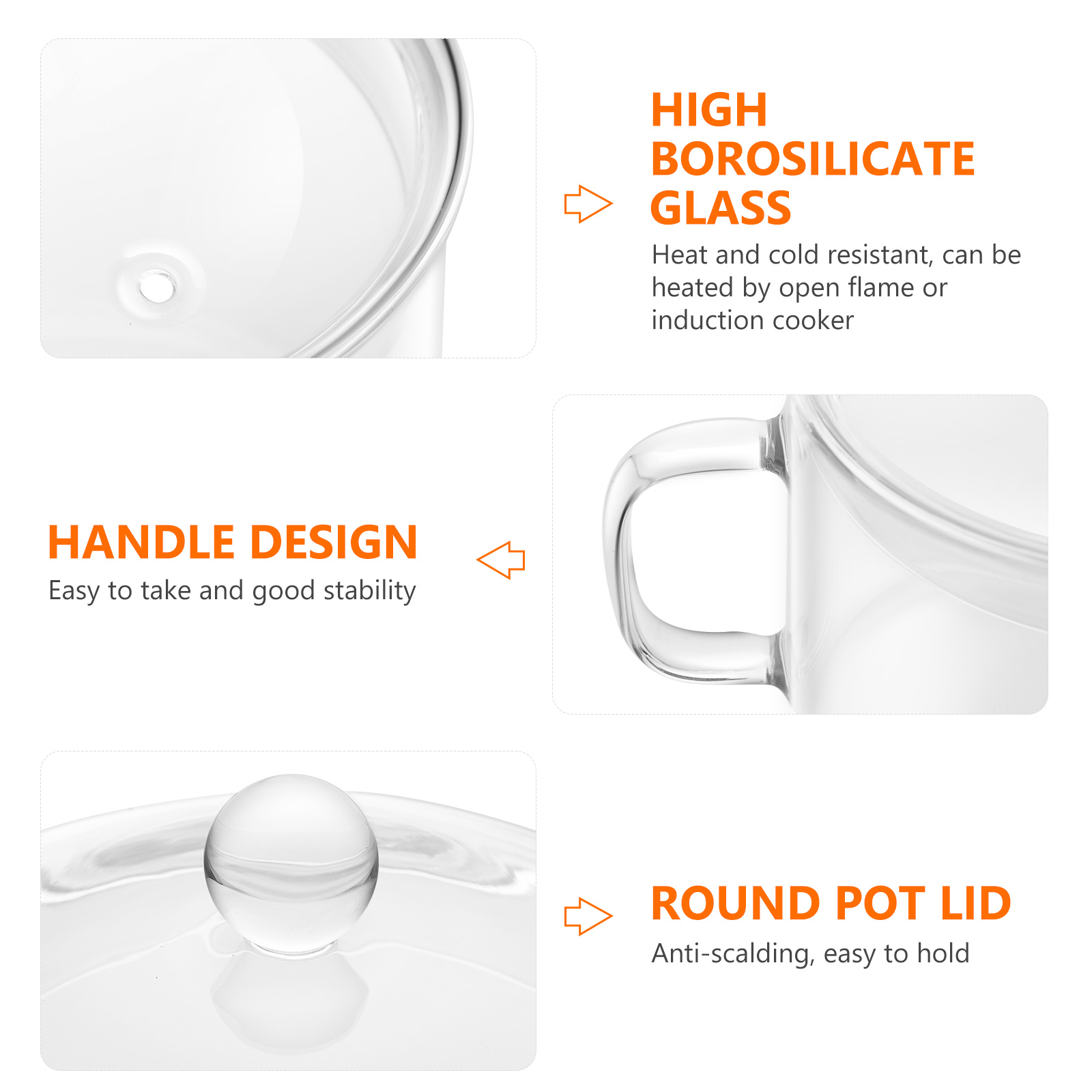 1pc Transparent Heat-resistant Multipurpose Noodle Pot Simmer Pot Stew Pot for Kitchen Home Restaurant