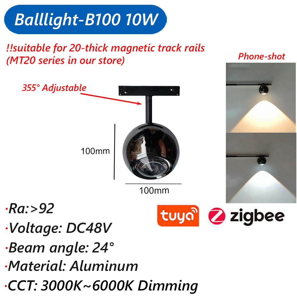 Zigbee3.0 luz de pista magnética inteligente tuya alexa dc48v led ponto grade de inundação lâmpadas pingente moderna casa sala estar preto: LIGHT BLUE
