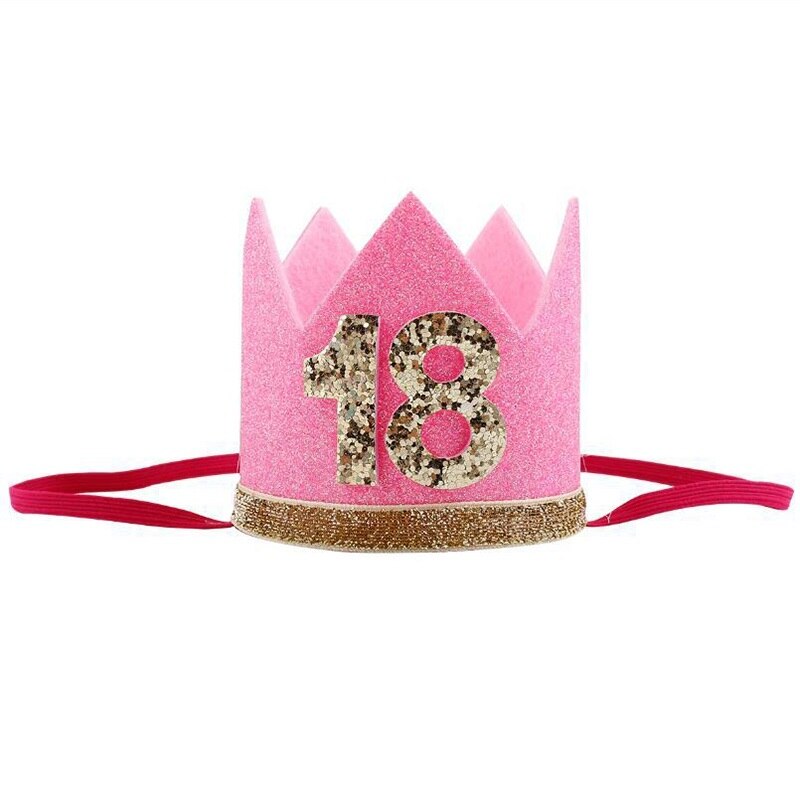 Baby Boy Girl First 1st Birthday Party One Three Eighteen Years Old Crown Pattern Children Hair Band Headband Prince Hat: 11