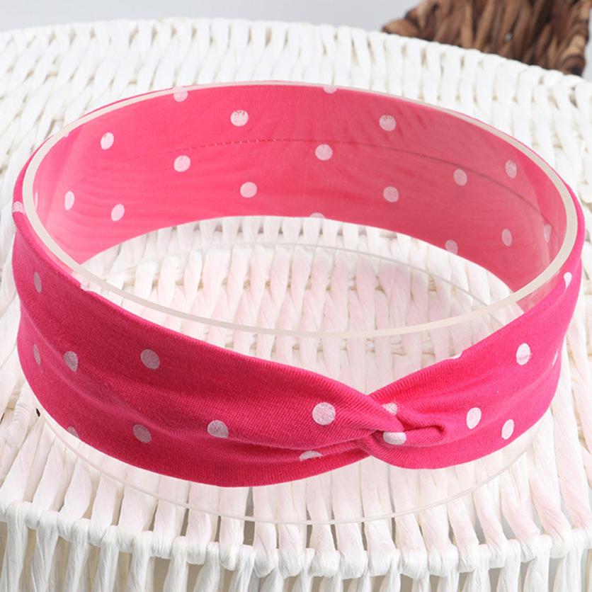 Leuke Baby Peuter Infant Hoofdband Dot Printing Stretch Haarband Hoofddeksels haar accessoriesbaby hoofdband: Hot Pink