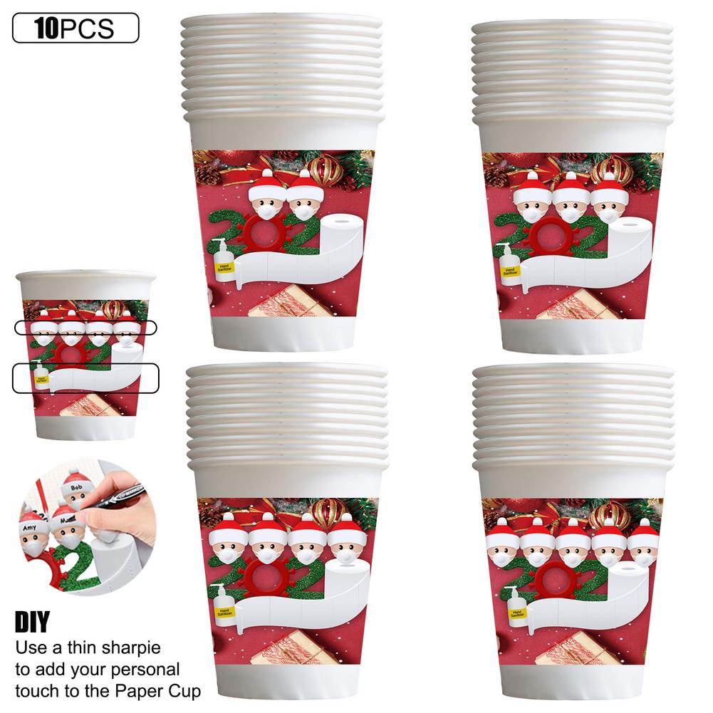 9oz Christmas Paper Cup Set Disposable Leak-proof Polyethylene Paper Coffee Cups