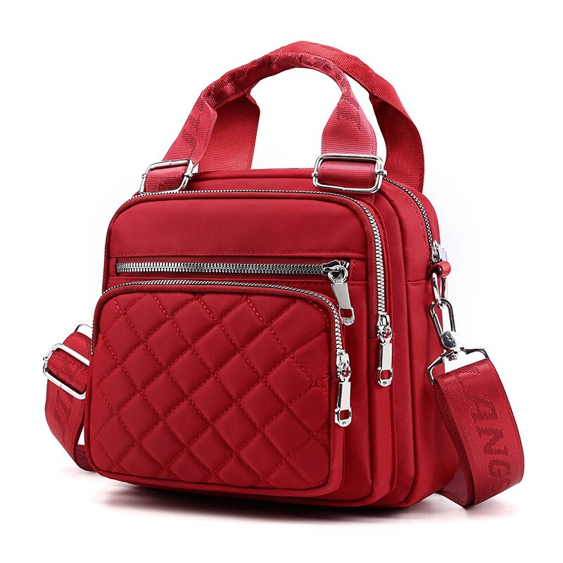 De Vrouwen Tassen Nylon Schoudertas Multifunctionele Schouder Messenger Handtas Mode Canvas Tas: Bourgondië