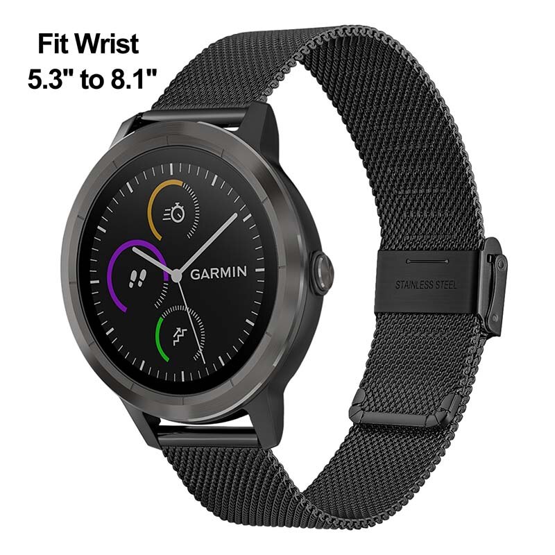 20mm Stainless steel Milanese Watchband for Garmin Vivoactive 3 Vivomove HR Watch Band Strap for Garmin Forerunner 245 245M/645