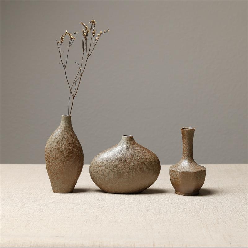 Europese Stijl Steengoed Bloem Keramische Vaas Chinese En Japanse Keramische Kleine Vaas Retro Bloem Aardewerk Ornamenten