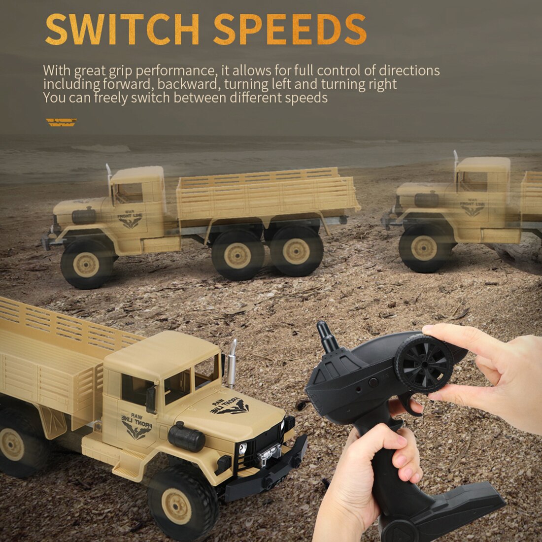 1:16 2.4G 4/6WD RC camions camion militaire escalade voiture tout-terrain véhicule RC militaire modèle de voiture jouet télécommande jouets-jaune