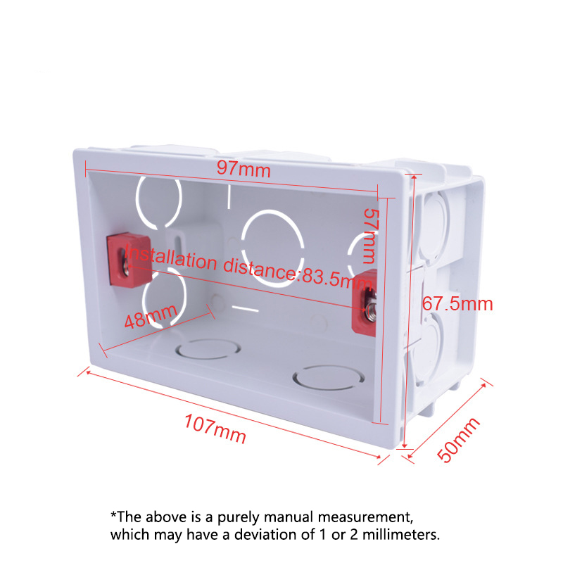 Caja inferior de instalación de enchufe de interruptor de pared americano tipo 118, caja oculta, caja inferior ignífuga, caja de conexiones