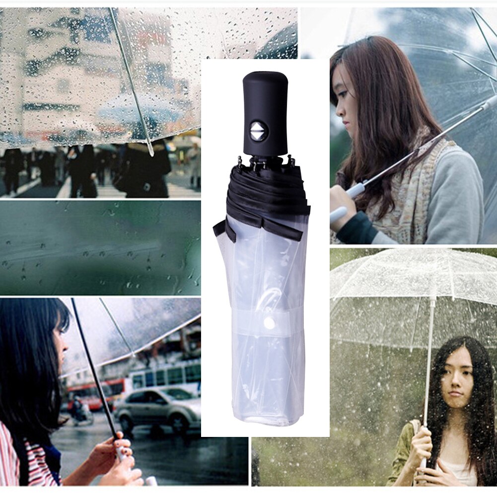 Triple Folding Anti Wind Portable Umbrella Bubble Dome Beach Fully Automatic Transparent Outdoor Durable Lightweight Travel