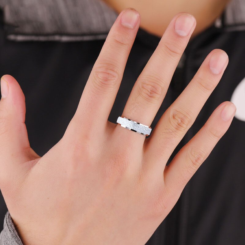 Open Frosted Pure White Copper Silver Plated Ring Male Domineering Personality Index Finger Single Men's S925
