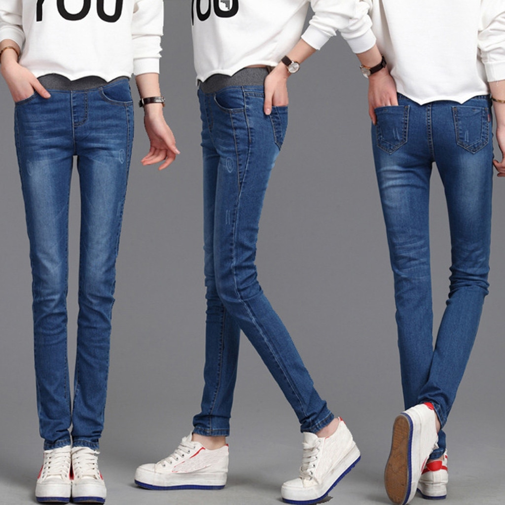 Jean d'hiver pour femmes, pantalon extensible en velours, Denim molletonné taille haute, Denim, grande taille #3