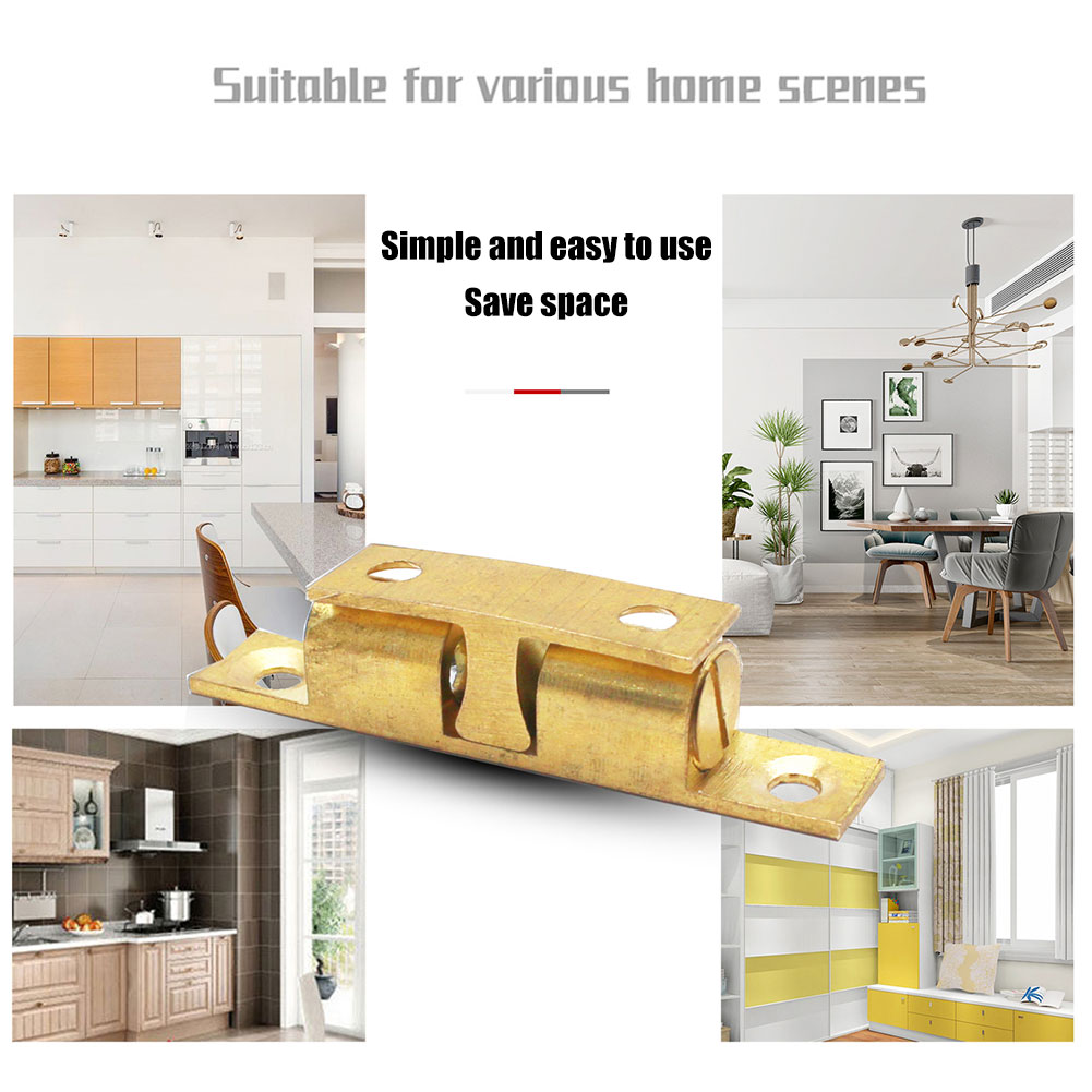 4pcs Hardware Flexible Door Catcher Cupboard Easy Install Kitchen Cabinet Double Roller Brass Solid Universal Lock Retainer Home