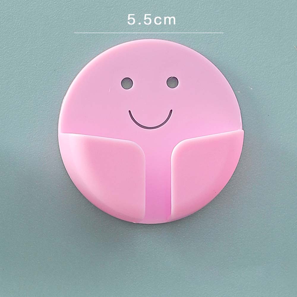 Plastic Paste Hook Bathroom Wall Hanging Razor Holder Plug Rack Bathroom Free Punching Storage Rack: B-Pink