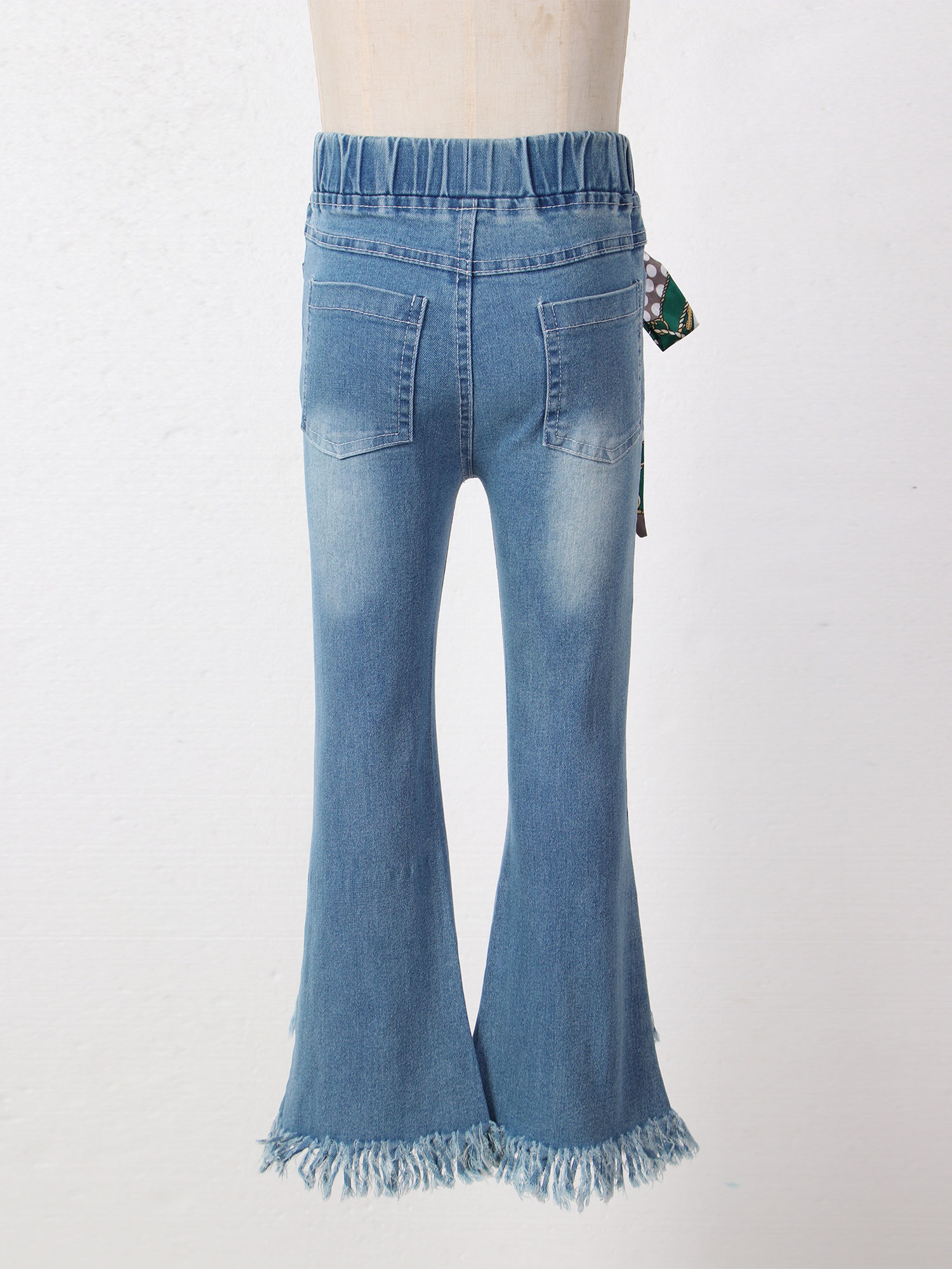 Jeans évasés printemps-automne pour adolescentes coréennes, pantalons en Denim avec nœud suspendu, décor avec ourlet à glands, bas de cloche, pour enfants de 4 6 8 10 12