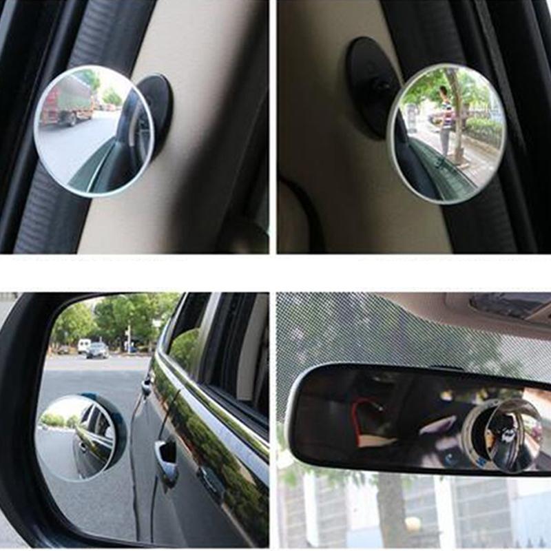 HD 360 grados de ángulo ancho ajustable vista trasera de coche espejo convexo de espejo retrovisor de vehículo punto ciego sin montura espejos