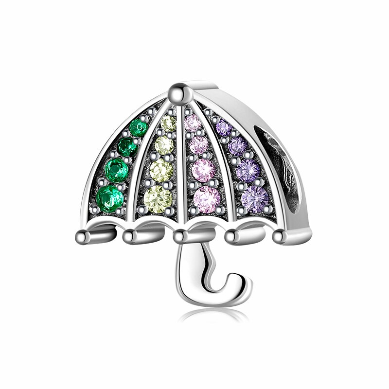 oben 925 Sterling Silber Regenbogen farbe regenschirm Perlen passen Original JIUHAO Charme Armbinde Schmuck machen: PC0541