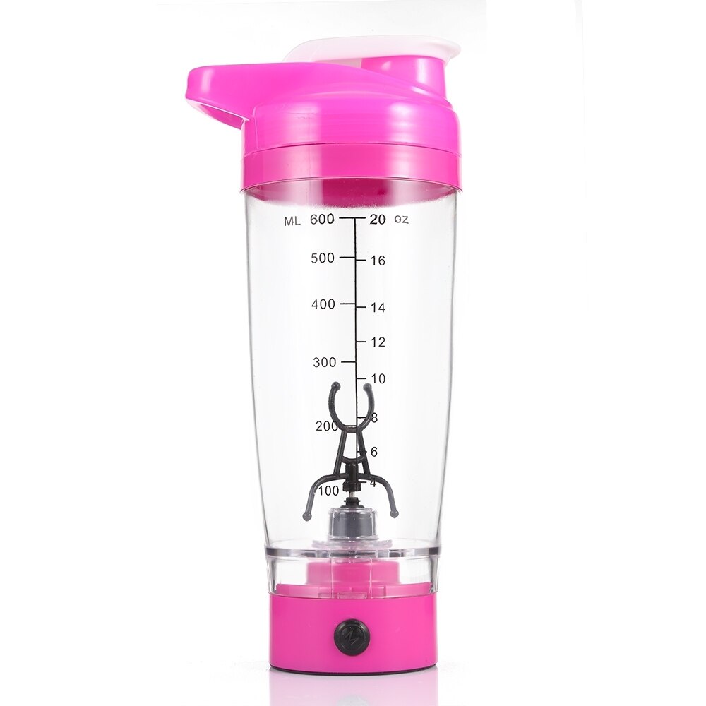 Mezclador de proteínas automático 600ml ecológico tazas batidoras de proteínas taza batidora de leche mi botella de agua mezcladora inteligente licuadora de café: Pink