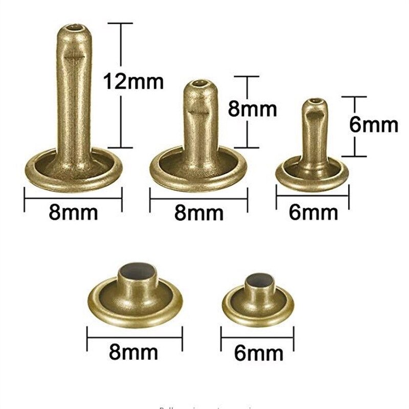 180 Sets 3 Maten Lederen Klinknagels Double Cap Klinknagel Buisvormige Metalen Studs Met 3 Stuks Setting Tool Kit Voor Leer craft