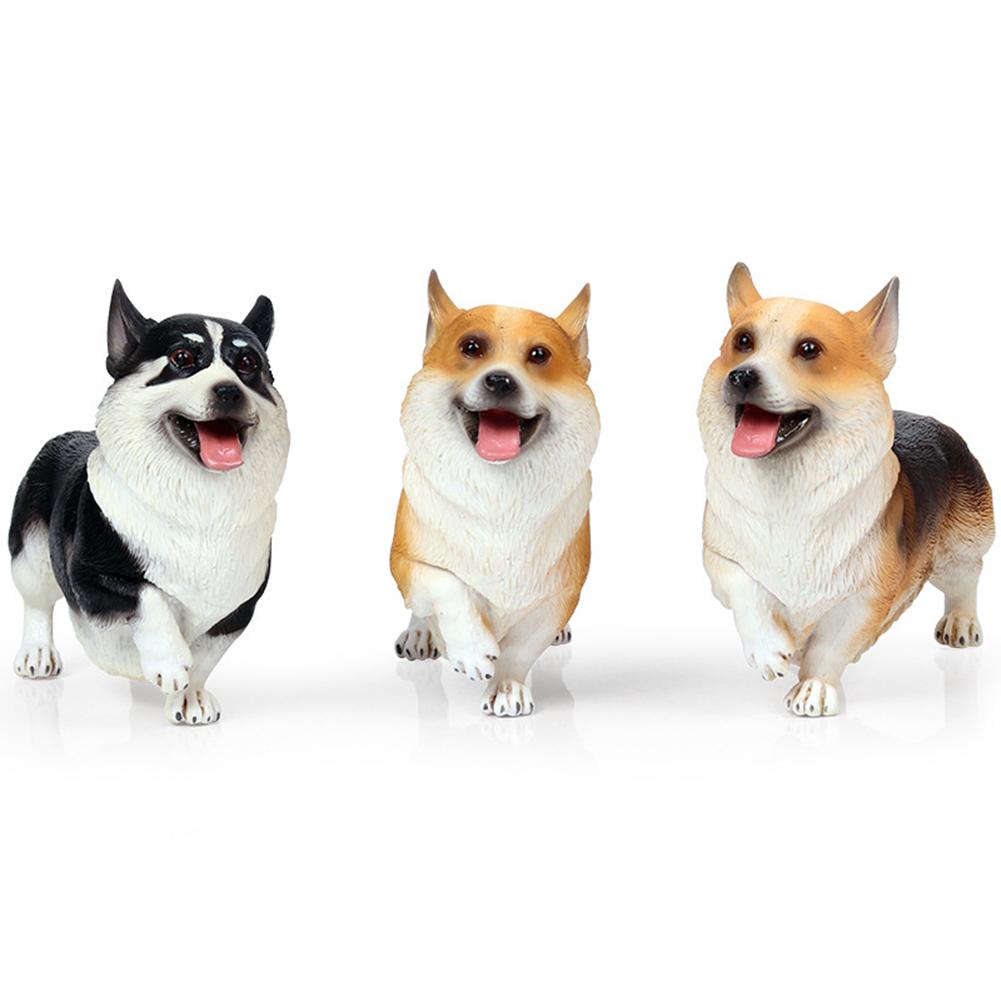 Levensechte Corgi Hond Diermodel Pvc Effen Beeldje Desktop Ornament Kids Speelgoed