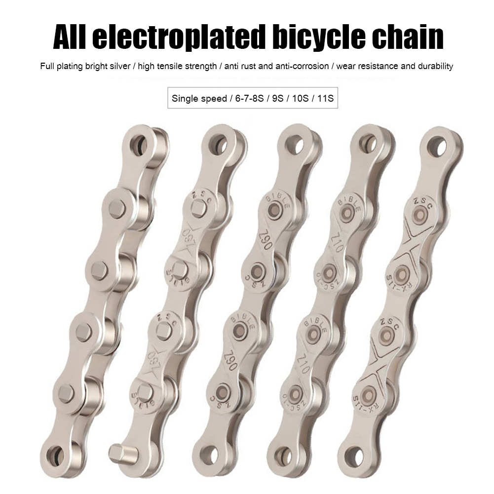 Bicycle Chain 6 7 8 9 10 11 Speed Plated MTB Road Bike Carbon Steel Silver Chains 21 24 27 30 Variable Speed Bike Accessories