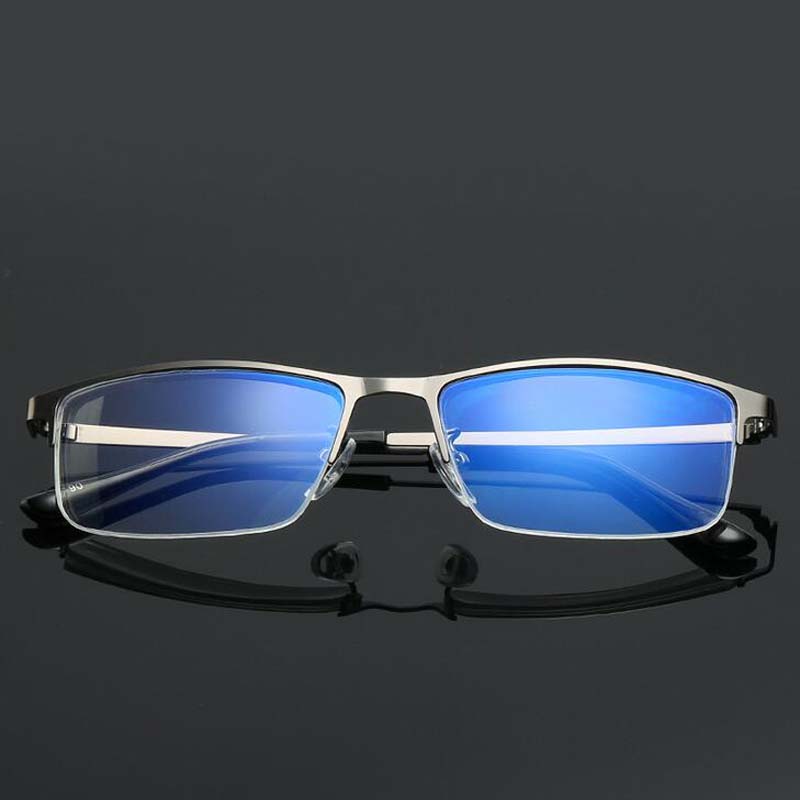 Gafas de miopía de aleación para hombre, lentes cuadradas de medio Marco, antiluz azul, no esférico, recubiertas de capas, 1,0-1,5-2,0-3,0-4,0