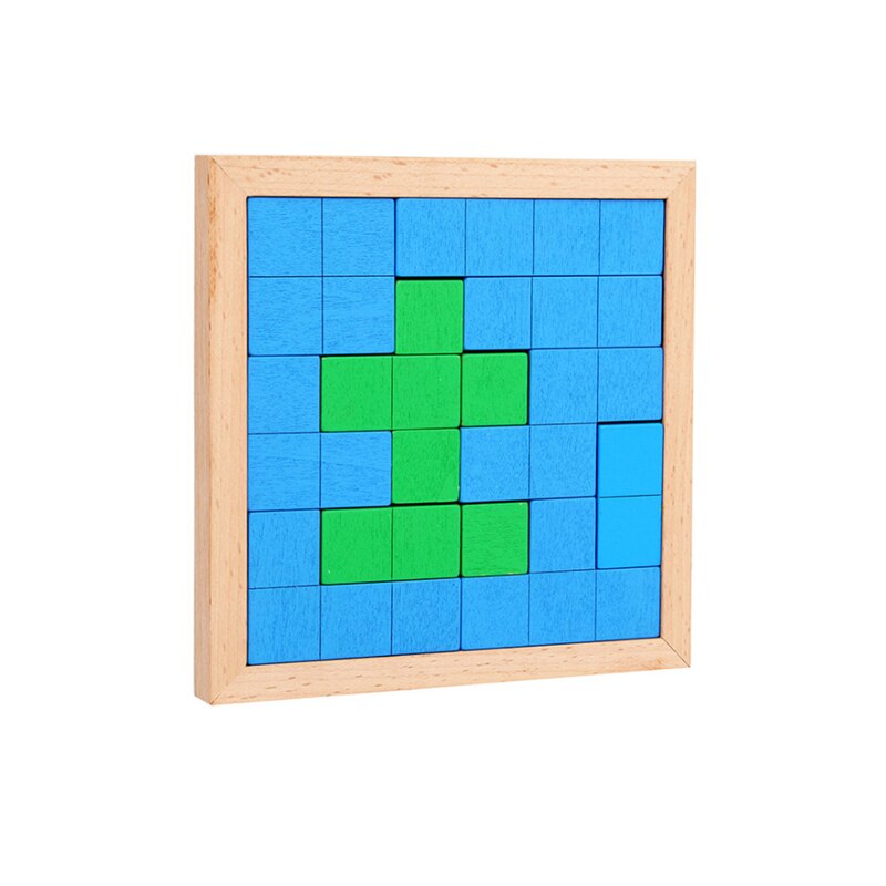 1 sæt træ sort puslespil tetris pass spil børnehave uddannelse oplysning pædagogisk legetøj 2-6 år gammel: Default Title