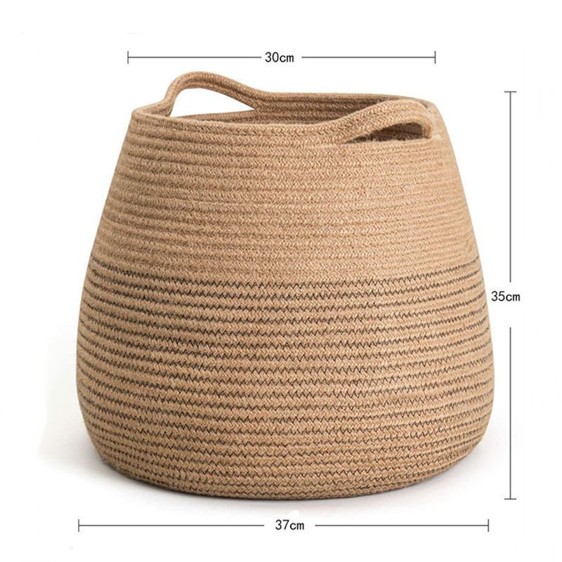Hand-woven Storage Basket Cotton Rope Art Storage Bucket Simple Desktop Container Home Decoration