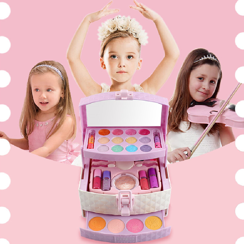 Juguete de maquillaje de simulación para niños, conjunto de cosméticos de esmalte de uñas y pintalabios, juguete educativo para niñas, de cumpleaños
