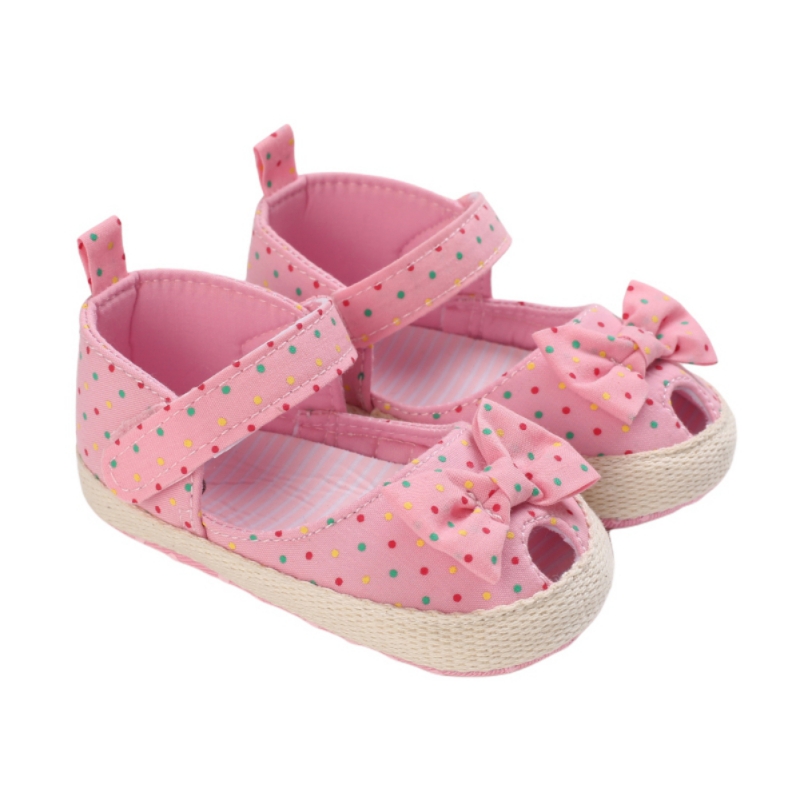 Baby-mädchen-sandalen mit schleife, süße sommer-sandalen mit weicher sohle, flache prinzessinnenschuhe, rutschfeste lauflernschuhe für kleinkinder, größe 12-36m: P / L