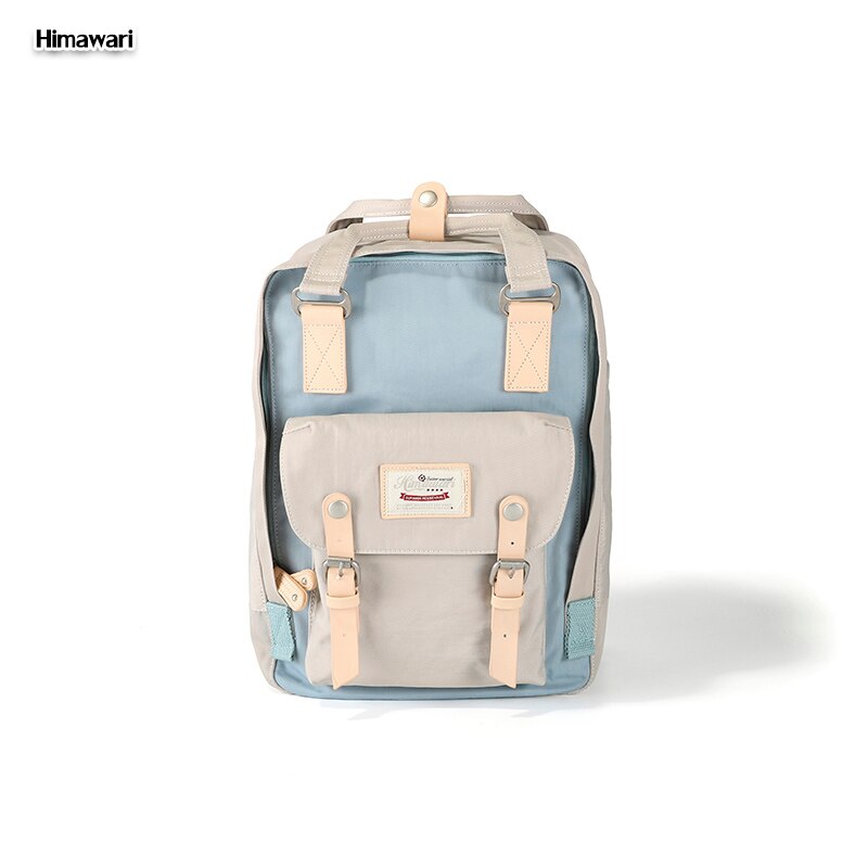Himawari-Mochila de nailon impermeable para mujer, morral escolar de gran capacidad, bolso de viaje para ordenador portátil, no1: NO30-White and Blue