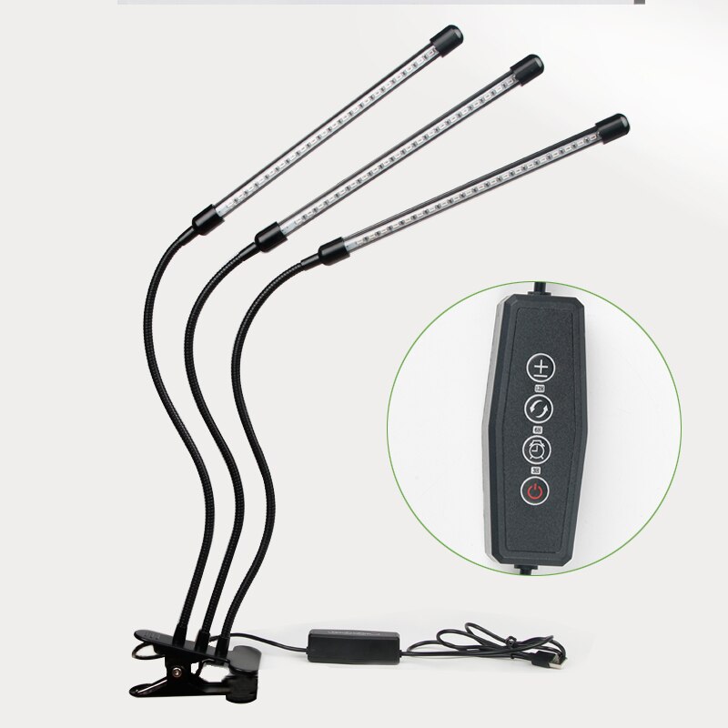 Phytolampe Led de croissance pour orchidées, 5V, USB, intensité variable, 3 couleurs, spectre complet: 27W