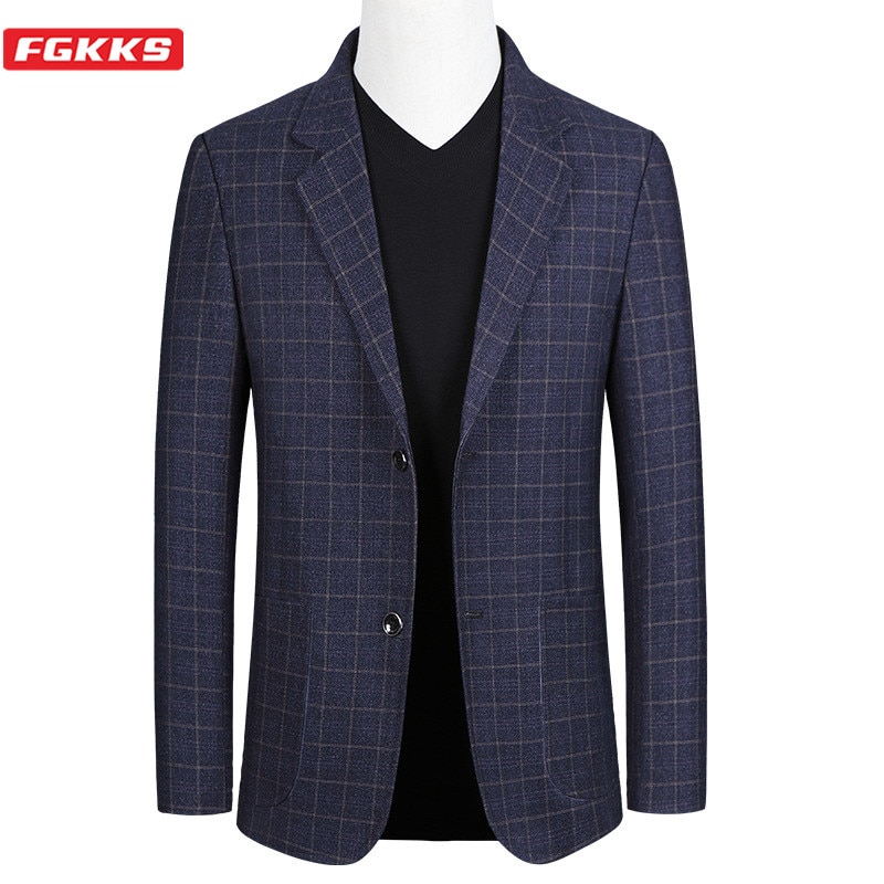 Fgkks märke män blazers vår höst herr slim fit trend vild kostymjacka ledig kavaj hane