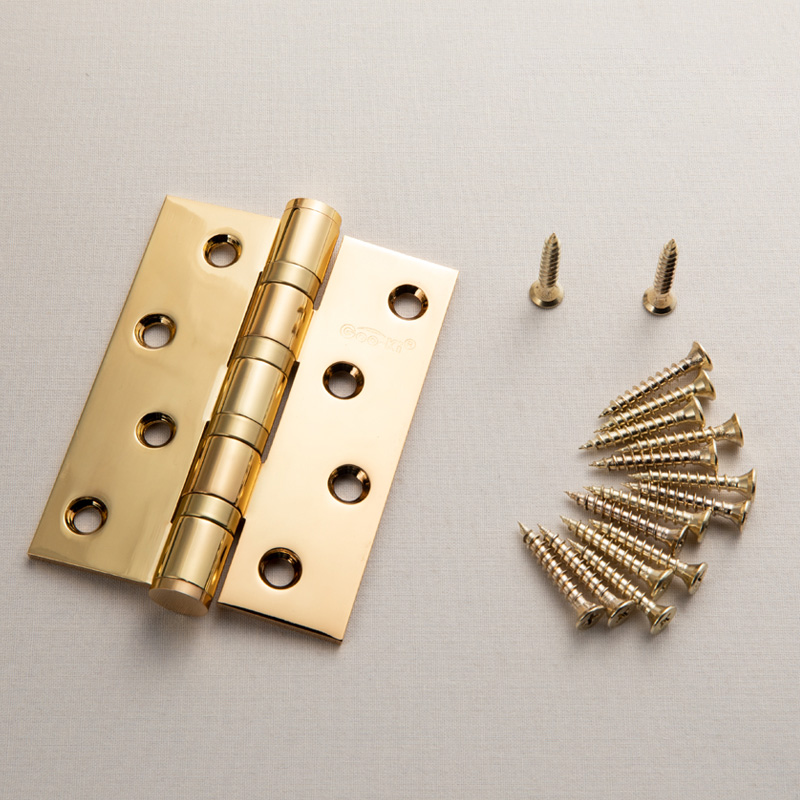 1 Pcs 4-inch Fine Copper Hinges Drawing Gold Door Furniture Silent and lubricated bedroom door hinges Furniture Hardware: Golden -P