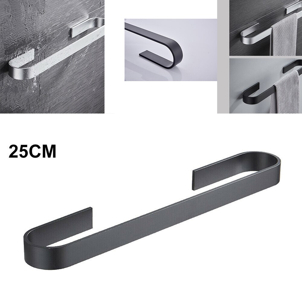 Vanntett på badet slag-gratis aluminium håndkle bar enkelt håndkle stativ dårlig svart veggmontert håndkleholder 25/45 cm: 25cm svarte