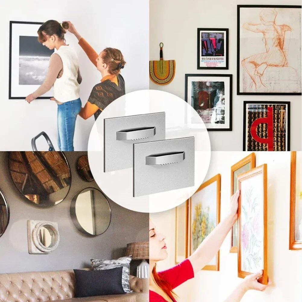 8- pack tavelhängare spegelram självhäftande krok foto oljemålning upphängningsplatta sågtandade krokar konstverk väggkrok beslag