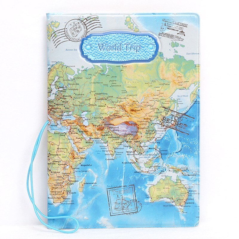 Creatieve Reizen Paspoort Cover Wallet Tas Brief Mannen Vrouwen Pu Lederen Id Adres Holder Draagbare Boarding Reizen Accessoires: Map Light Blue