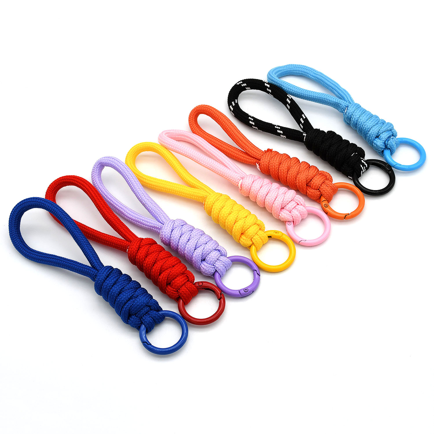 LLavero de cordón trenzado para funda de teléfono para mujer, correa de cuerda con nudo antipérdida, llaveros de coche, accesorios DIY, llavero de: Champán / Blanco