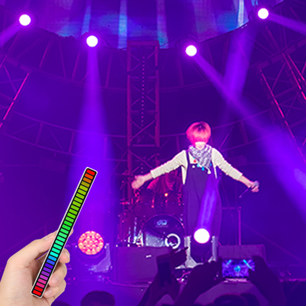 32 LED Strip Light RGB Voice Control Rhythm Lights Pickup Lamp Music Atmosphere Lamp Colorful Ambient Light Bar for Car Party