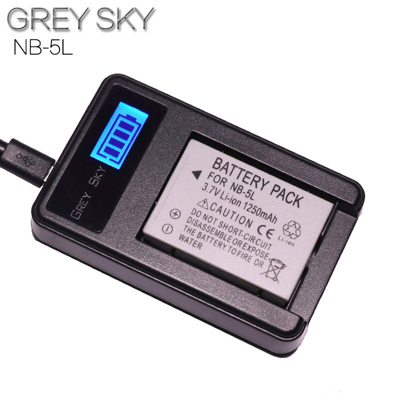 2 pièces NB-5L NB 5L NB5L Batterie + LCD USB Chargeur Pour appareil photo Canon S110 SX200 SX210 SX220 SX230 EST HS IXUS 850 870 800 860 990 SD caméra: charger and 1battery